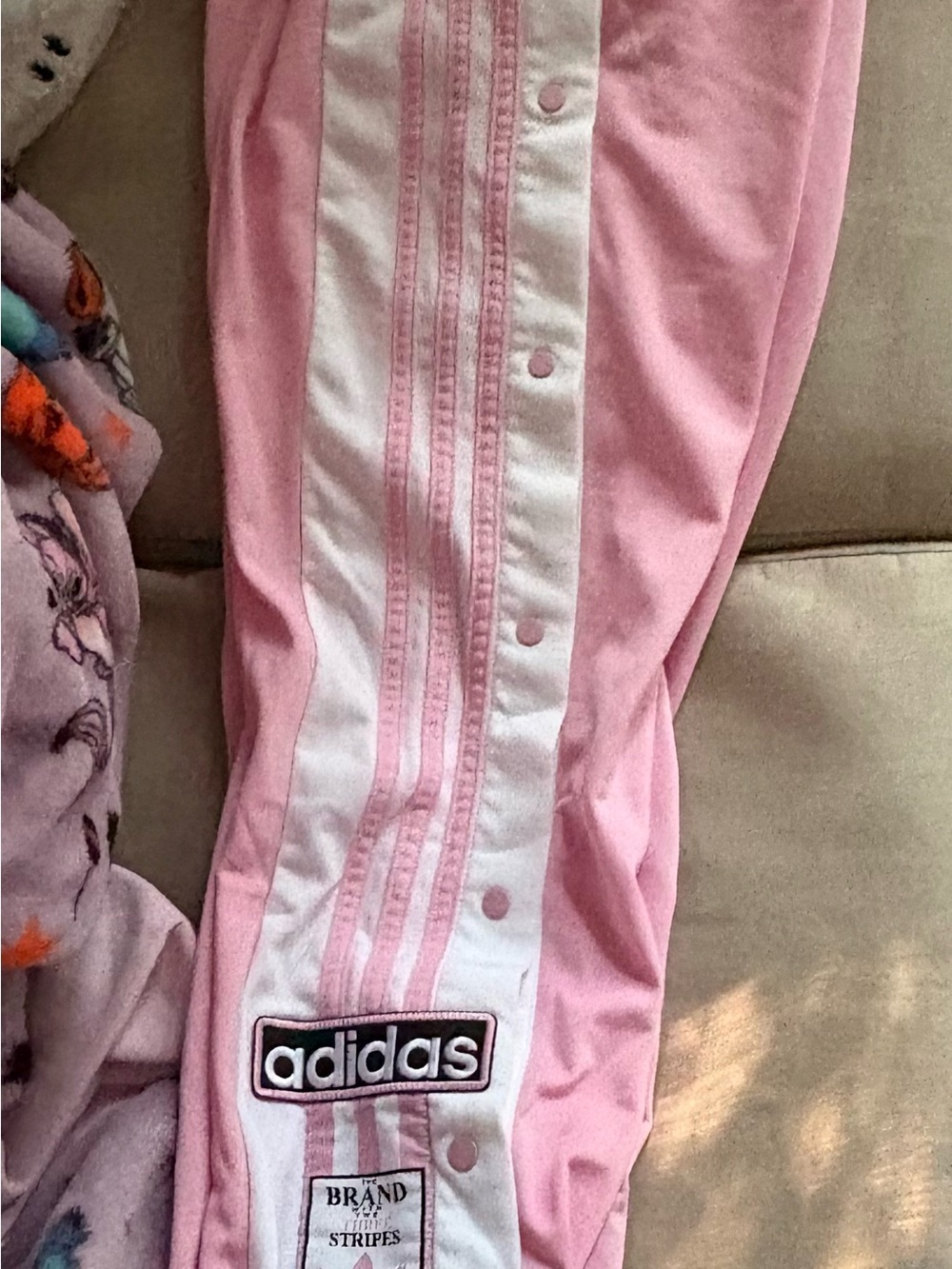 Adidas Women’s Pink and White Snap Breakaway Track Pant